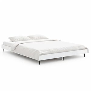 vidaXL Estrutura de cama 135x190 cm derivados madeira branco brilhante