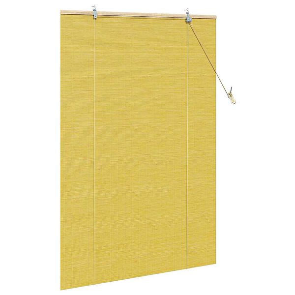 vidaXL Estores de rolo com cortinas Manual Amarelo 120 x 160 cm Bambu