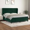vidaXL Cama com molas/colch&atilde;o 160x200 cm veludo verde-escuro