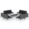 vidaXL 9 pcs conj. lounge jardim c/ almofad&otilde;es vime PE cinzento-escuro