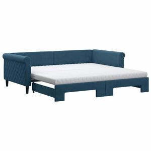 vidaXL Sof&aacute;-cama com gavet&atilde;o e colch&otilde;es 100x200 cm veludo azul