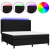 vidaXL Cama box spring c/ colch&atilde;o e LED 180x200 cm tecido preto