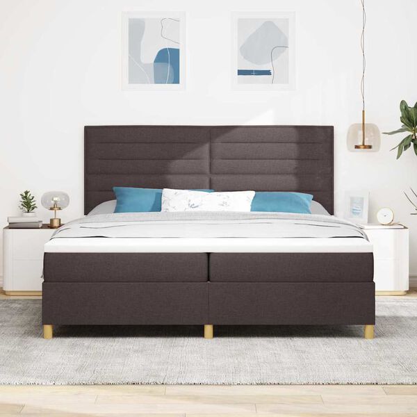 vidaXL Cama Box com colch&atilde;o Marrom Escuro 200 x 200 cm tecido