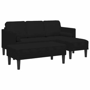vidaXL Conjunto de Sof&aacute;s 2 unid. Preto Poli&eacute;ster