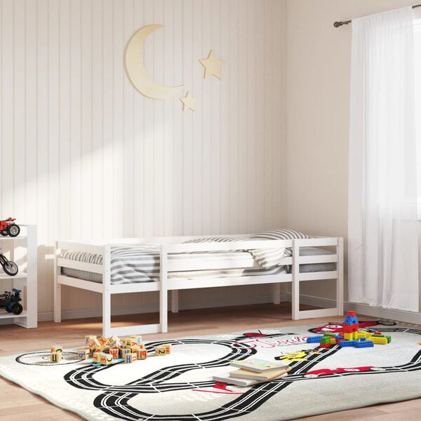 vidaXL Estrutura de cama infantil 90x190 cm pinho maciço branco