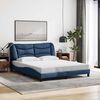 vidaXL Estrutura de cama sem colch&atilde;o Hvar 160x200 cm tecido azul