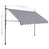 vidaXL Toldo retr&aacute;til manual com LED 250 cm azul e branco