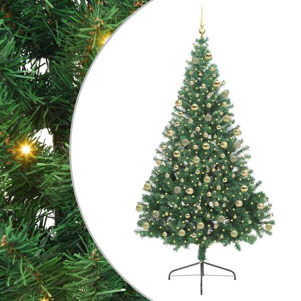 vidaXL &Aacute;rvore de Natal Artificial Pr&eacute;-iluminada Verde 180 cm PVC