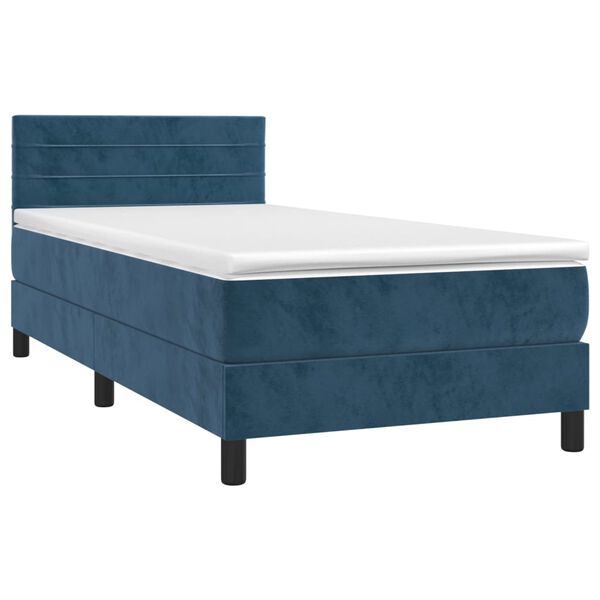 vidaXL Cama com molas/colch&atilde;o 90x190 cm veludo azul-escuro