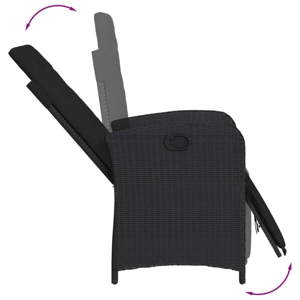 vidaXL 7 pcs conjunto de jantar p/ jardim c/ almofad&otilde;es vime PE preto