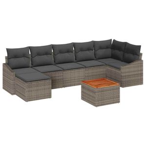 vidaXL Conjunto de Sof&aacute; de Jardim 8 pcs Cinzeto Rattan Sint&eacute;tico