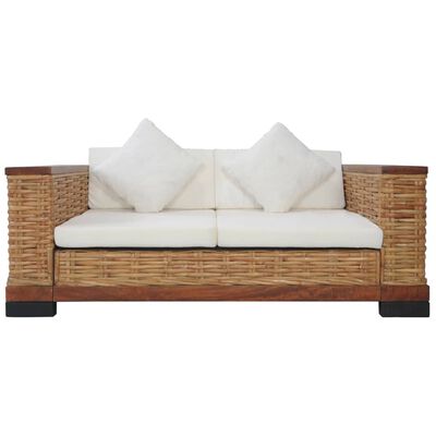 vidaXL 3 pcs conjunto de sofás com almofadões vime natural castanho
