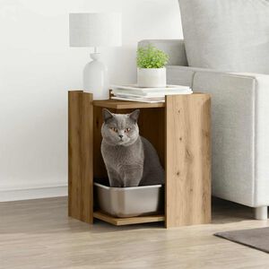 vidaXL Compartim. caixa areia gatos deriv. madeira carvalho artisiano