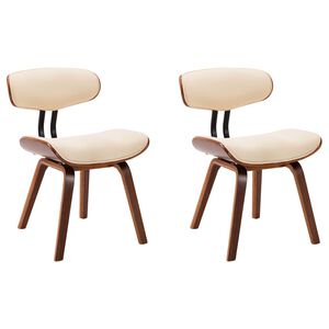 vidaXL Cadeiras jantar 2 pcs madeira curvada e couro artificial creme