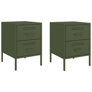 vidaXL Mesas de cabeceira 2 pcs 36x39x50,5 cm a&ccedil;o verde azeitona