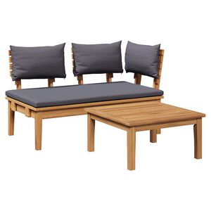 vidaXL Conjunto de Banco de Jardim e Mesa 2 unid. Cinza e Marrom