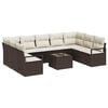 vidaXL Conjunto de Sof&aacute; de Jardim 10 pcs Marrom e Creme vime PE