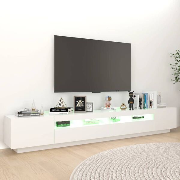 vidaXL M&oacute;vel de TV com luzes LED 260x35x40 cm branco