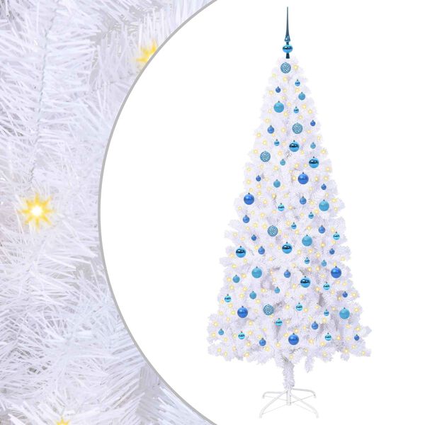 vidaXL &Aacute;rvore de Natal Artificial com 300 LEDs Branco 210 cm PVC e A&ccedil;o