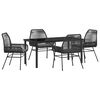 vidaXL Conjunto de Jantar para Jardim com almofada 5 pcs Preto vime PE