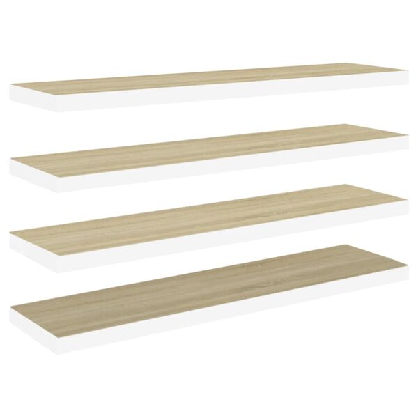 vidaXL Prateleiras parede 4pcs 90x23,5x3,8 cm MDF cor carvalho/branco