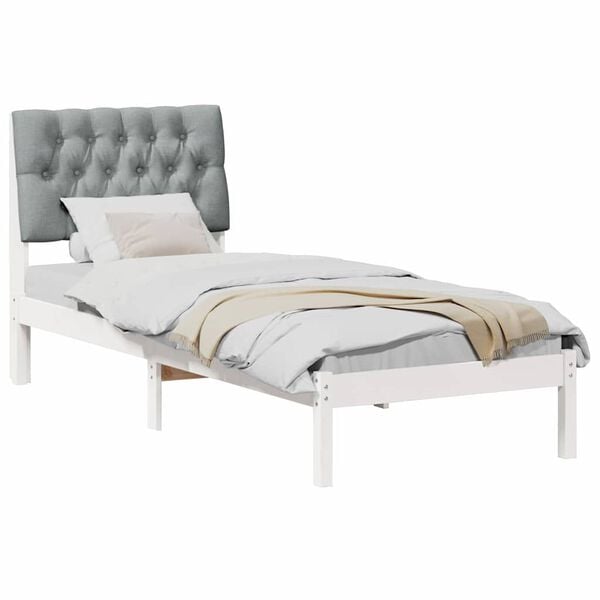 vidaXL Estrutura de Cama com Cabeceira Estofada Branco 80 x 200 cm