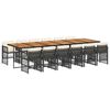 vidaXL 13 pcs conjunto de jantar p/jardim com almofad&otilde;es vime PE preto