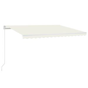 vidaXL Toldo retr&aacute;til manual com LED 450x350 cm cor creme