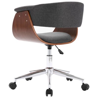 vidaXL Cadeira escritório giratória madeira curvada/tecido cinzento
