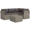 vidaXL 5 pcs conjunto lounge de jardim c/ almofad&otilde;es vime PE cinzento