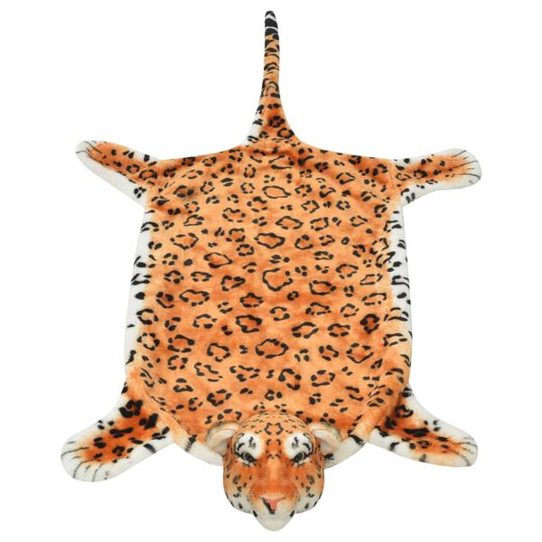 vidaXL Tapete leopardo de pelúcia, 139 cm, castanho