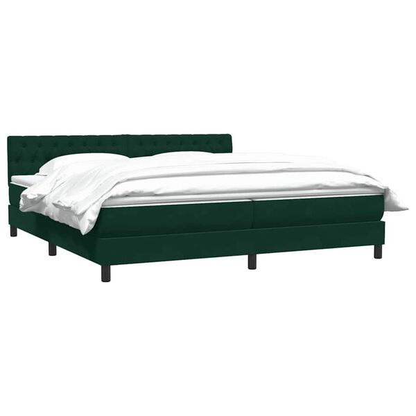 vidaXL Cama com molas/colch&atilde;o 180x210 cm veludo verde-escuro