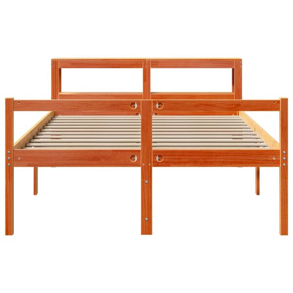 vidaXL Estrutura cama c/ cabeceira 120x190cm pinho maci&ccedil;o castanho-mel