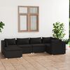 vidaXL 6 pcs conjunto lounge de jardim c/ almofadões vime PE preto