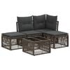 vidaXL Conjunto de Sof&aacute; de Jardim 5 unid. 4 lugar Cinzento vime PE