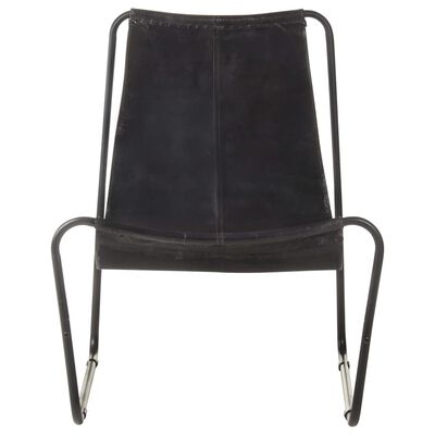 vidaXL Cadeira de descanso couro genuíno preto