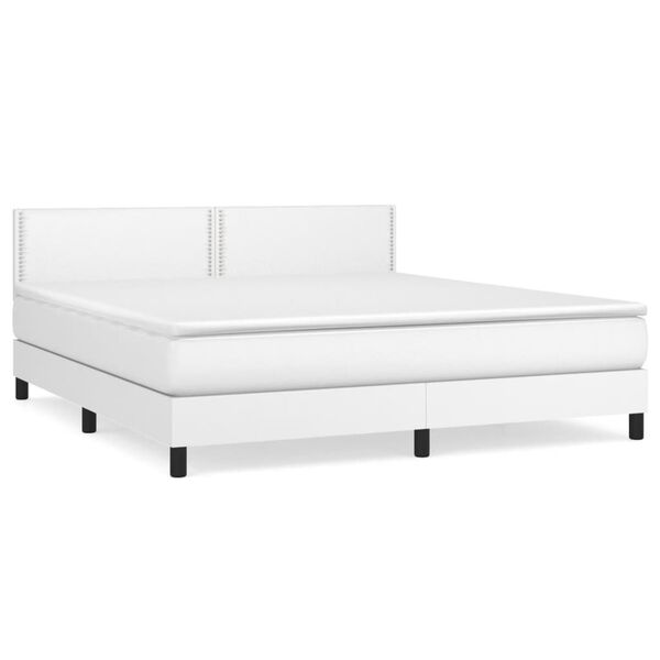 vidaXL Cama com molas/colch&atilde;o 180x200 cm couro artificial branco