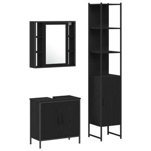 vidaXL M&oacute;veis para Banheiro 3 unid. Preto 33 x 33 x 185,5 cm
