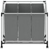 vidaXL Cesto para roupa suja com rodas 3 compartimentos cinzento