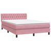vidaXL Cama com molas/colch&atilde;o 160x220 cm veludo rosa
