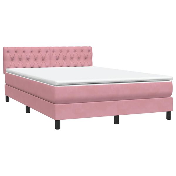 vidaXL Cama com molas/colch&atilde;o 160x220 cm veludo rosa