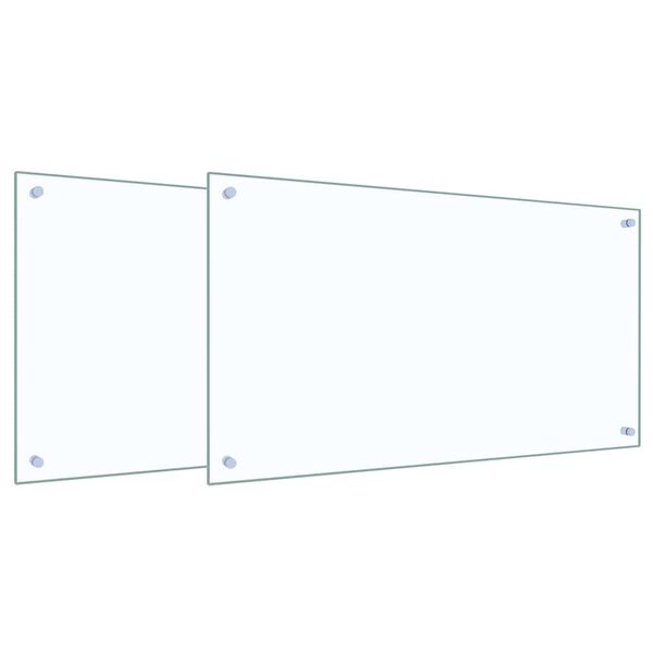 vidaXL Painel de cozinha 2 pcs Transparente 90 x 50 cm vidro temperado