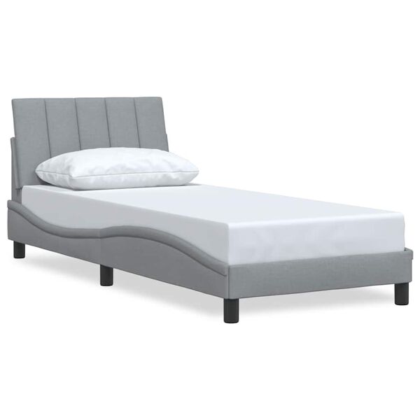 vidaXL Estrutura de cama sem colch&atilde;o Hanko 90x200 cm tecido cinzento-claro