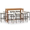 vidaXL 7 pcs conjunto de bar p/ jardim com almofad&otilde;es castanho