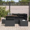 vidaXL Conjunto de Sof&aacute; de Jardim 5 pcs Preto Rattan Sint&eacute;tico
