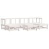 vidaXL 7 pcs conjunto lounge de jardim pinho maci&ccedil;o branco