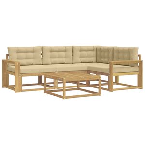 vidaXL Conjunto de Sof&aacute;s para Exterior 5 pcs Branco e Bege