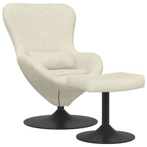 vidaXL Cadeira Egg com Puff Creme Veludo