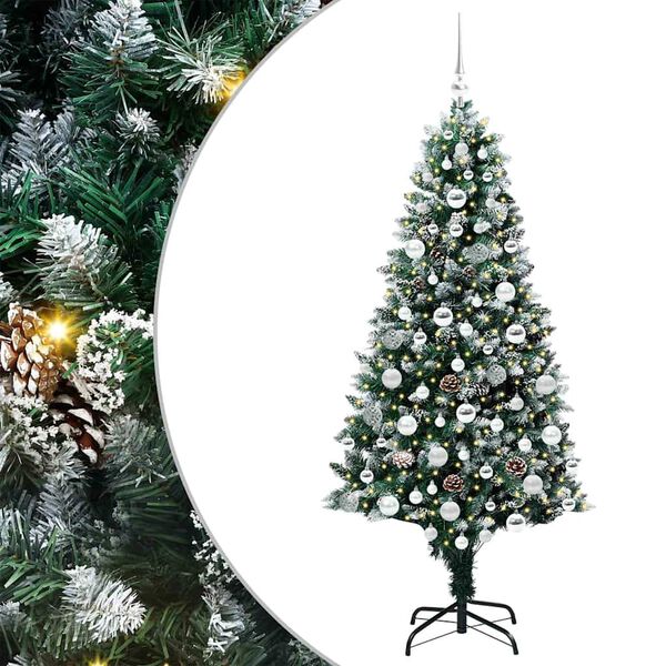 vidaXL &Aacute;rvore de Natal Artificial Verde 180 cm PVC, A&ccedil;o e Pl&aacute;stico