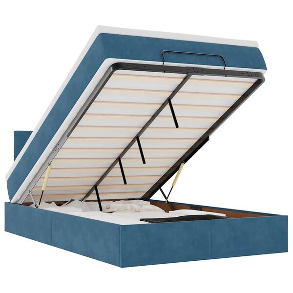 vidaXL Estrutura cama otomana colch&atilde;o 120x200cm veludo azul escuro